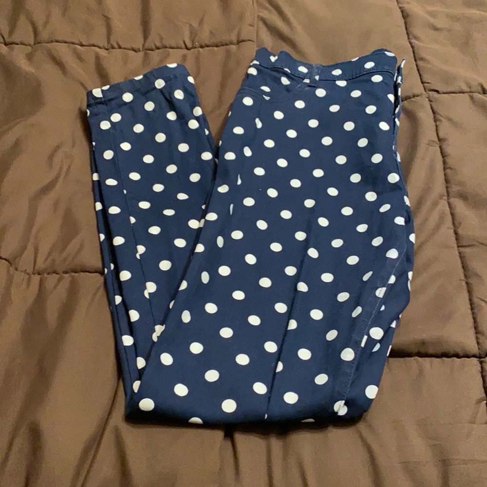 Blue and White Polka Dot Pants